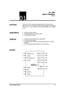 OL_SHA SHA-1 Processor Rev 1.3 Overview