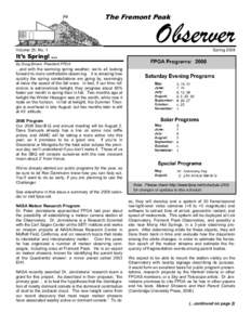 The Fremont Peak  Observer Volume 25, No. 1  Spring 2008