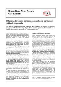 Mozambique News Agency AIM Reports Repo rt no .501 , 24 th
