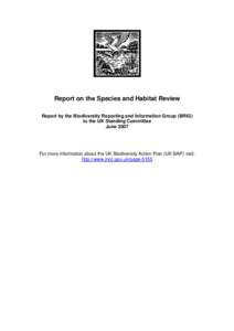 Report on the Species and Habitat Review 2007