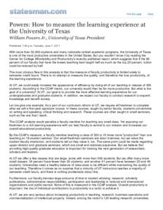 Print this page  Close Powers: How to measure the learning experience at the University of Texas