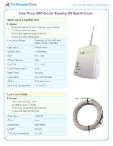 Clear Voice 1900 Technical Specifications  Clear Voice Amplifier Unit