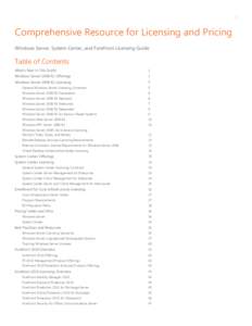 1  Comprehensive Resource for Licensing and Pricing Windows Server, System Center, and Forefront Licensing Guide  Table of Contents