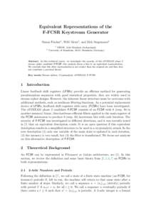 Equivalent Representations of the F-FCSR Keystream Generator Simon Fischer1 , Willi Meier1 , and Dirk Stegemann2 1  2