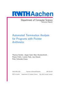 Aachen Department of Computer Science Technical Report Automated Termination Analysis for Programs with Pointer