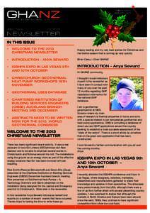  www.ghanz.org.nz GEOTHERMAL HEAT-PUMP ASSOCIATION OF NEW ZEALAND ISSUE No. 5