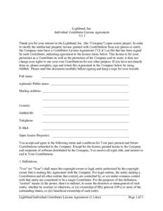 Lightbend, Inc. Individual Contributor License Agreement V2.3 Thank you for your interest in the Lightbend, Inc. (the 