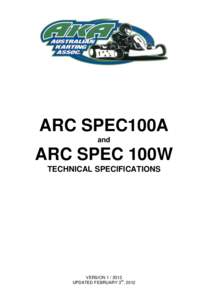 ARC SPEC100A and ARC SPEC 100W TECHNICAL SPECIFICATIONS
