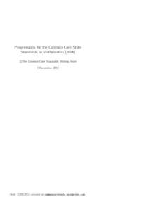 Progressions for the Common Core State Standards in Mathematics (draft) c �The Common Core Standards Writing Team 3 December 2012