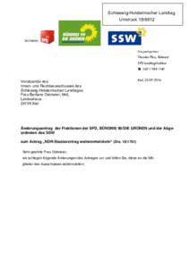 Schleswig-Holsteinischer Landtag UmdruckAnsprechpartner:  Thorsten Pfau, Referent