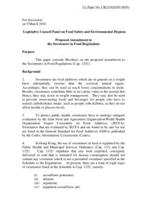 LC Paper No. CB[removed])  For discussion on 9 March 2010 Legislative Council Panel on Food Safety and Environmental Hygiene Proposed Amendment to