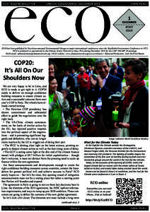 ECO - NGO NEWSLETTER	  UNFCCC COP20/CMP10, DECEMBER 2014 