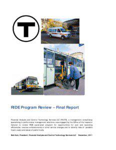 MBTA RIDE Program Review – Final Report, December 2011