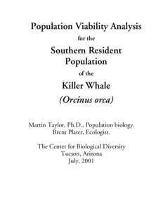 Population Viability Analysis for the Southern Resident Population of the