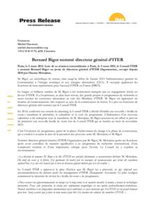 Comment: Michel Claessens [removed] +[removed], @M_Claessens  Bernard Bigot nommé directeur général d’ITER