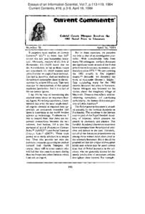 Essays of an Information Scientist, Vol:7, p[removed], 1984 Current Contents, #16, p.3-9, April 16, 1984 Gabriel Garcih 1982 Nobel