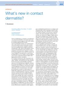 NEDERLANDS TIJDSCHRIFT VOOR DERMATOLOGIE EN VENEREOLOGIE | VOLUME 23 | NUMMER 09 | oktoberArtikelen What’s new in contact ­dermatitis?