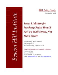 Beacon Hill Institute  BHI Policy Study SeptemberStrict Liability for