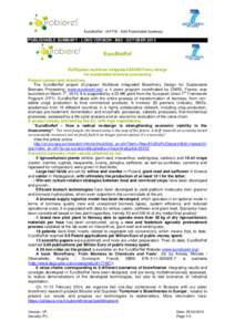 EuroBioRef42M Publishable Summary  PUBLISHABLE SUMMARY - LONG VERSION - M42 - OCTOBER 2013 EuroBioRef EUROpean multilevel integrated BIOREFinery design