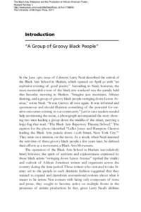 The Black Arts Enterprise and the Production of African American Poetry Howard Rambsy II http://www.press.umich.edu/titleDetailDesc.do?id=The University of Michigan Press, 2011  Introduction