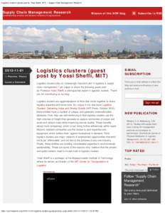Logistics clusters (guest post by Yossi Sheffi, MIT) « Supply Chain Management Research