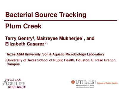 Bacterial Source Tracking Plum Creek Terry Gentry1, Maitreyee Mukherjee1, and Elizabeth Casarez2 1Texas