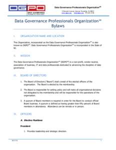 Data Governance Professionals OrganizationSM 13 Bennett Avenue Monroe Township, NJwww.dgpo.orgData Governance Professionals Organization SM