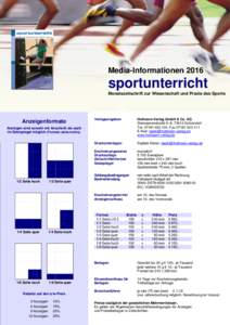 Media-Informationensportunterricht Monatszeitschrift zur Wissenschaft und Praxis des Sports  Anzeigenformate