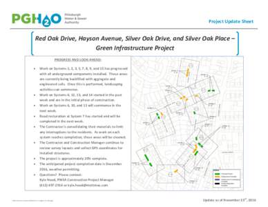 Project Update Sheet  Red Oak Drive, Hayson Avenue, Silver Oak Drive, and Silver Oak Place – Green Infrastructure Project PROGRESS AND LOOK-AHEAD: 