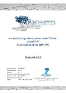 XtratuM integration on bespoke TTNoCbased HW. Assessment of the HW/SW. DeliverableProject acronym : MultiPARTES