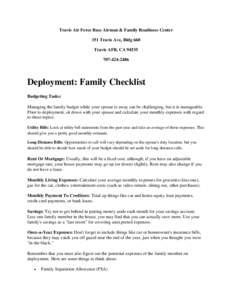 Travis Air Force Base Airman & Family Readiness Center 351 Travis Ave, Bldg 660 Travis AFB, CA[removed]2486  Deployment: Family Checklist