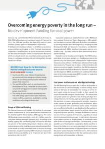 Overcoming energy poverty in the long run – No development funding for coal power Germany has committed itself internationally to increase its ODA (Official Development Assistance) rate to 0.7 percent byThe ODA 
