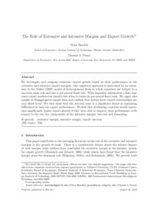 The Role of Extensive and Intensive Margins and Export GrowthI Tibor Besedeˇs School of Economics, Georgia Institute of Technology, Atlanta, GeorgiaThomas J. Prusa∗ Department of Economics, New Jersey Hall