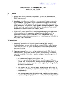 APC Committee renewed 2014 UCLA HISTORY DEPARTMENT BYLAWS (Approved .rune 7, 2002) I.