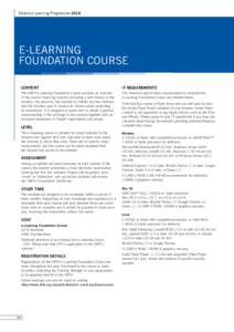 Distance Learning ProgrammeE-LEARNING FOUNDATION COURSE CONTENT