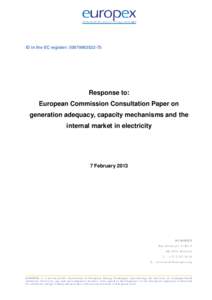 Europex response to DG Energy consultation on enhanced data transparency on electricity market fundamentals