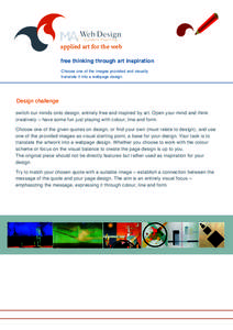 applied art for the web free thinking through art inspiration Choose one of the images provided and visually translate it into a webpage design.  Design challenge