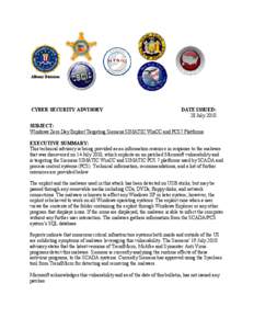 Albany Division  CYBER SECURITY ADVISORY DATE ISSUED: 28 July 2010