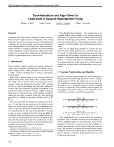 16th Canadian Conference on Computational Geometry, 2004  Transformations and Algorithms for Least Sum of Squares Hypersphere Fitting  