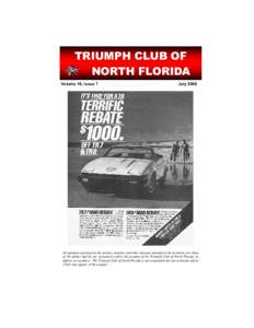 TRIUMPH CLUB OF NORTH FLORIDA Volume 18, Issue 7 July 2006