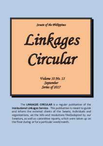 Senate of the Philippines  Linkages Circular Volume 10 No. 15 September