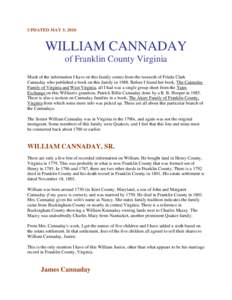 WILLIAM CANNADAY of Franklin County, Virginia