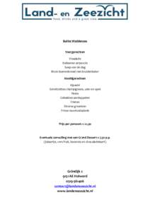 Buffet Waddenzee  Voorgerechten Vissalade Italiaanse carpaccio Soep van de dag