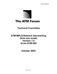 af-aicTechnical Committee ATM-MPLS Network Interworking (N-to-one mode) Version 1.0