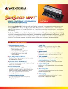 SUNSAVER MPPT SOLAR CONTROLLER Solar Controller with Maximum Power Point Tracking