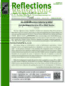 Reflections  NUMBER 40 DECEMBER, 2013  A NEWSLETTER PUBLISHED BY SCIENCE CURRICULUM INC.