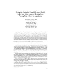 [removed][removed]Murray-Johnson ARTICLE et al. / Using the Extended Parallel Process Model Health Education & Behavior31 6D(XXX