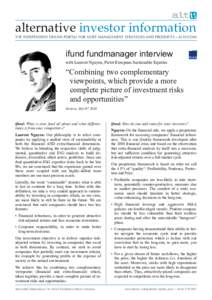 alternative investor information  THE INDEPENDENT ONLINE-PORTAL FOR ASSET MANAGEMENT STRATEGIES AND PRODUCTS – ALTII.COM ifund fundmanager interview with Laurent Nguyen, Pictet European Sustainable Equities