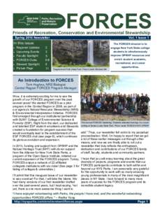 FORCES  Friends of Recreation, Conservation and Environmental Stewardship Spring 2016 Newsletter  Vol. 1 Issue 1