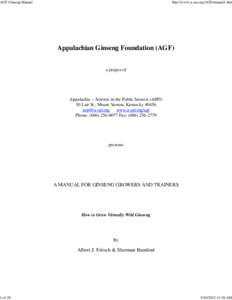 AGF Ginseng Manual  1 of 28 http://www.a-spi.org/AGF/manual1.htm